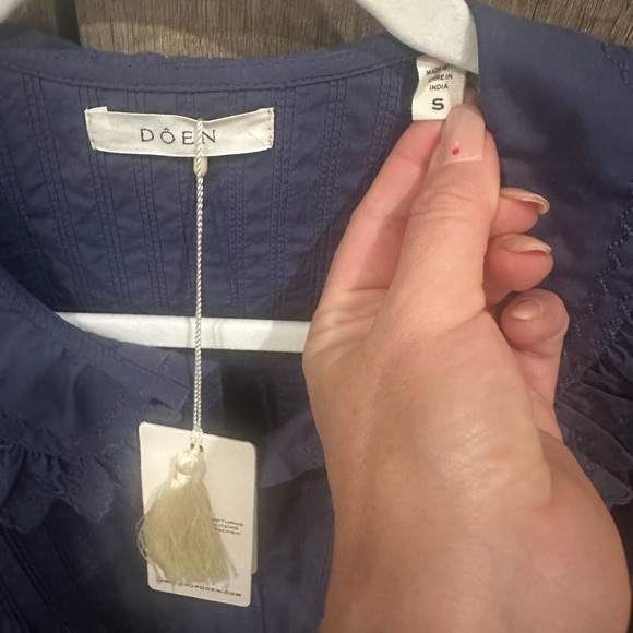 Doen Navy Ruffled Blouse - Picture 2 of 3